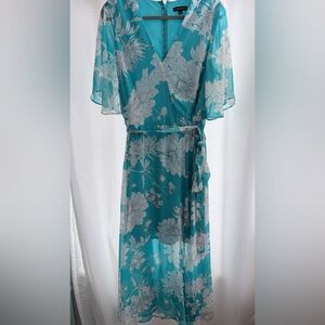 Lane Bryant Teal Floral Midi Dress